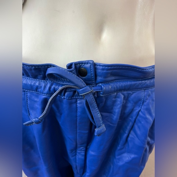 Coolest vintage 80’s real cobalt blue leather drawstring pants - Picture 9 of 9